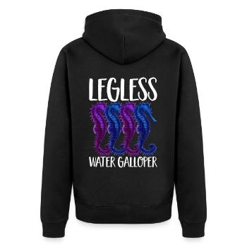 Lustige Seepferdchen beinlose Wassergalloper Illus - Unisex Premium Bio Zip Hoodie - Schwarz - Hinten - Nico (187cm)