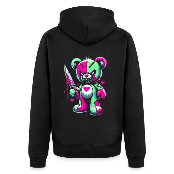 Pastell Goth Teddybär Horror Gruselig Beängstigend - Unisex Premium Bio Zip Hoodie - Schwarz - Hinten - Nico (187cm)