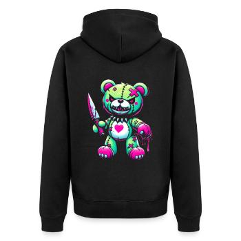 Pastell Goth Teddybär Horror Gruselig Beängstigend - Unisex Premium Bio Zip Hoodie - Schwarz - Hinten - Nico (187cm)