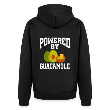 Powered By Guacamole - Unisex Premium Organic Zip Hoodie - black - Back - Nico (187cm)