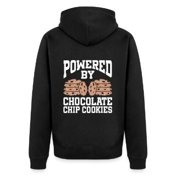 Powered By Chocolate Chip Cookies - Unisex Premium Organic Zip Hoodie - black - Back - Nico (187cm)