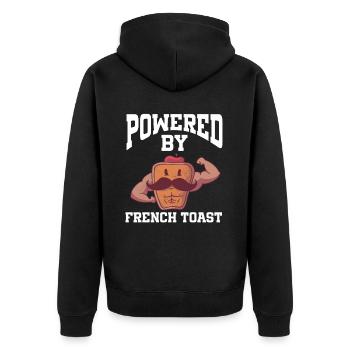 Powered By French Toast - Unisex Premium Bio Zip Hoodie - Schwarz - Hinten - Nico (187cm)