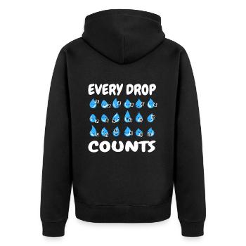Every Drop Count Regenwasseraufbereitung - Unisex Premium Bio Zip Hoodie - Schwarz - Hinten - Nico (187cm)