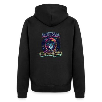 Katze Astronaut Astral Catventure - Unisex Premium Bio Zip Hoodie - Schwarz - Hinten - Nico (187cm)