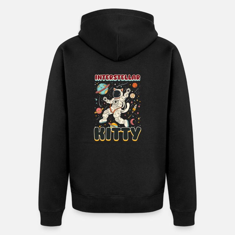 Chat astronaute Interstellar Kitty - Veste à capuche bio Premium Unisexe - noir