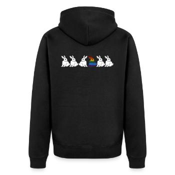 LGBT Bunny Gay Lesbian Rainbow Flag - Unisex Premium Organic Zip Hoodie - black - Back - Nico (187cm)