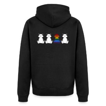 LGBT Gay Cats Lesbian Rainbow Flag - Unisex Premium Organic Zip Hoodie - black - Back - Nico (187cm)
