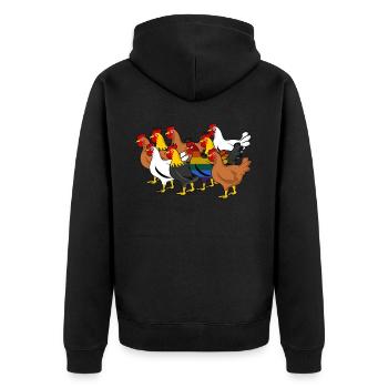 LGBT Gay Chicken Lesbian Rainbow Flag - Unisex Premium Organic Zip Hoodie - black - Back - Nico (187cm)