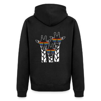 LGBT Giraffes Lesbian Rainbow Flag - Unisex Premium Organic Zip Hoodie - black - Back - Nico (187cm)