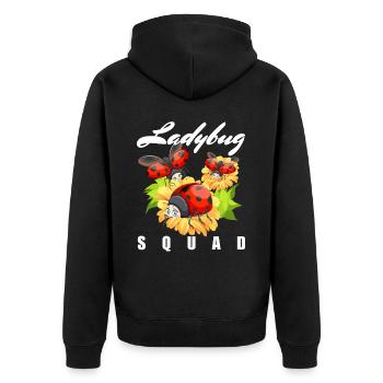 Funny Ladybug Perfect for Women and Girls - Unisex Premium Organic Zip Hoodie - black - Back - Nico (187cm)