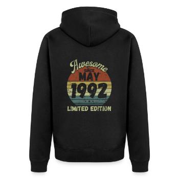 Awesome since May 1992 - Geburtstag - Unisex Premium Bio Zip Hoodie - Schwarz - Hinten - Nico (187cm)