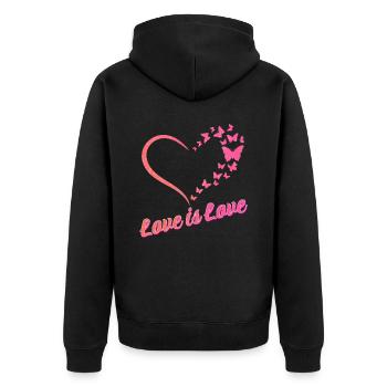 Gender Lesben, Schwule, Trans, Queer Regenbogen - Unisex Premium Bio Zip Hoodie - Schwarz - Hinten - Nico (187cm)