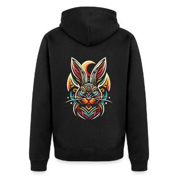 Bunny Rabbit Moon Phases - Unisex Premium Organic Zip Hoodie - black - Back - Nico (187cm)