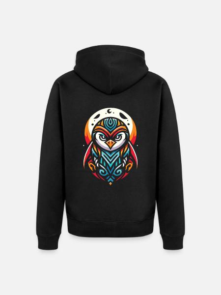 Penguin Moon Phases - Unisex Premium Organic Zip Hoodie - black
