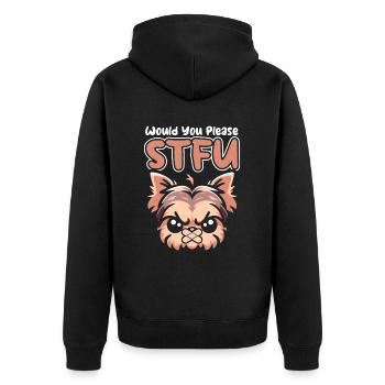 Yorkshire Terrier Stfu Would You Please Shut Up - Unisex Premium Organic Zip Hoodie - black - Back - Nico (187cm)