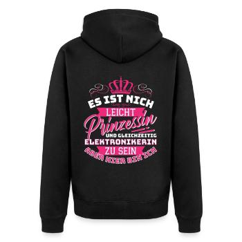 Princesse et technicien en électronique - Le drôle - Veste à capuche bio Premium Unisexe - noir - Dos - Nico (187cm)