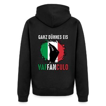 Italien Italiener Vaffanculo - Unisex Premium Bio Zip Hoodie - Schwarz - Hinten - Nico (187cm)