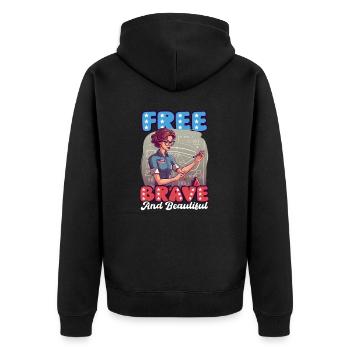 4. Juli Mathelehrer Kostenlos Mutig Schön - Unisex Premium Bio Zip Hoodie - Schwarz - Hinten - Nico (187cm)