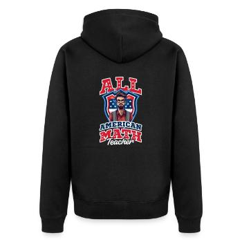 4. Juli Mathelehrer All American Math Teacher - Unisex Premium Bio Zip Hoodie - Schwarz - Hinten - Nico (187cm)