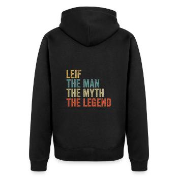 Leif the man the myth - Unisex Premium Bio Zip Hoodie - Schwarz - Hinten - Nico (187cm)