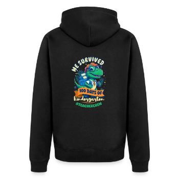 100 Tage Schullehrer überlebten 100 Kindergart - Unisex Premium Bio Zip Hoodie - Schwarz - Hinten - Nico (187cm)