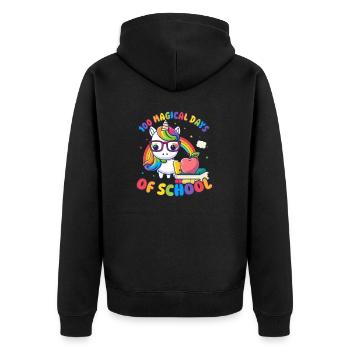 100 Tage Schullehrer Magische Schultage - Unisex Premium Bio Zip Hoodie - Schwarz - Hinten - Nico (187cm)