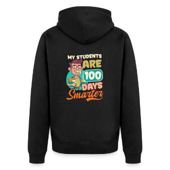 100 Days Of School Teacher Students 100 Days Smart - Unisex Premium Organic Zip Hoodie - black - Back - Nico (187cm)