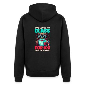 100 Days Of School Teacher Loved My Class Owl - Unisex Premium Organic Zip Hoodie - black - Back - Nico (187cm)