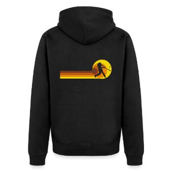 Baseball Softball Vintage 70er 80er Jahre - Unisex Premium Bio Zip Hoodie - Schwarz - Hinten - Nico (187cm)