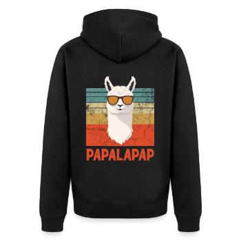 Funny Llama Dad Perfect Father's Day Design - Unisex Premium Organic Zip Hoodie - black - Back - Nico (187cm)