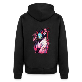 Oni Samurai Vaporwave Esthétique Démon Japonais - Veste à capuche bio Premium Unisexe - noir - Dos - Nico (187cm)