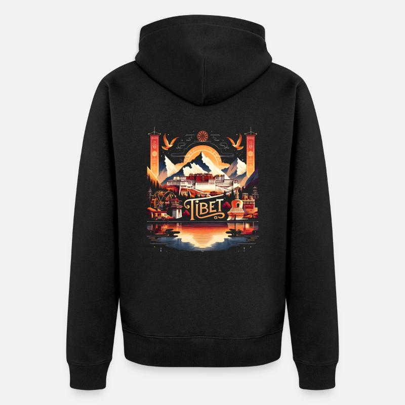 Tibet Lhassa Temple bouddhiste - Veste à capuche bio Premium Unisexe - noir