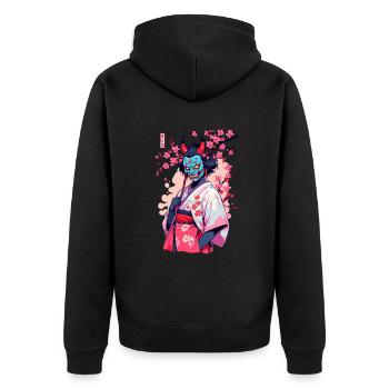 Oni Samouraï Vaporwave Esthétique Japon Culture - Veste à capuche bio Premium Unisexe - noir - Dos - Nico (187cm)