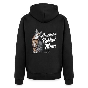 Katze American Bobtail Geschenk - Unisex Premium Bio Zip Hoodie - Schwarz - Hinten - Nico (187cm)