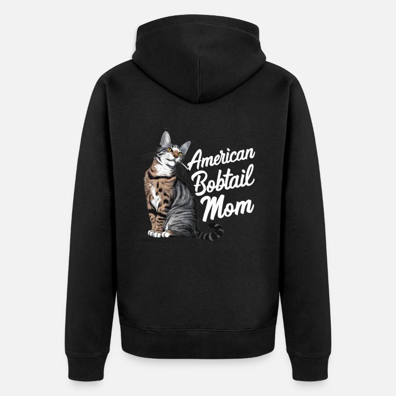 Katze American Bobtail Geschenk - Unisex Premium Bio Zip Hoodie - Schwarz
