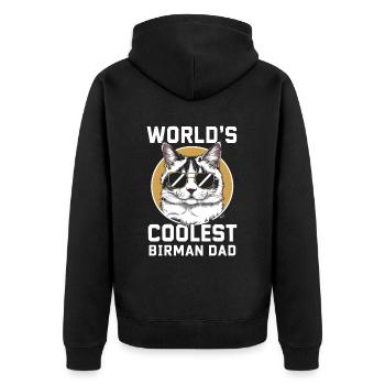 Katze Birma Geschenk - Unisex Premium Bio Zip Hoodie - Schwarz - Hinten - Nico (187cm)