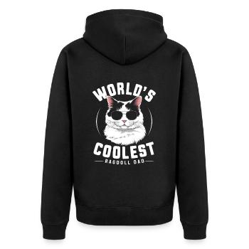 Katze Ragdoll Geschenk - Unisex Premium Bio Zip Hoodie - Schwarz - Hinten - Nico (187cm)