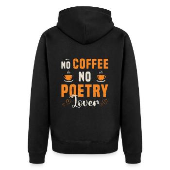 Poetry Lover No Coffee No Journaling Coffee Lover - Unisex Premium Bio Zip Hoodie - Schwarz - Hinten - Nico (187cm)