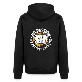 Amoureux de la poésie Ma passion Mon amoureux de la poésie Livresque - Veste à capuche bio Premium Unisexe - noir - Dos - Nico (187cm)
