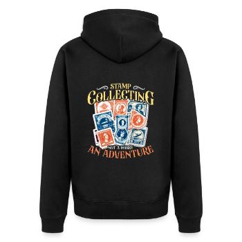 Stamp Collecting Not A Hobby Philately Stamp Lover - Unisex Premium Organic Zip Hoodie - black - Back - Nico (187cm)