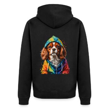 Cavalier King Charles Spaniel Sweat à capuche imprimé chien - Veste à capuche bio Premium Unisexe - noir - Dos - Nico (187cm)