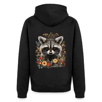 Cottagecore Raton laveur mignon - Veste à capuche bio Premium Unisexe - noir - Dos - Nico (187cm)