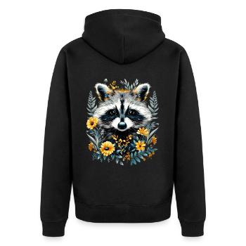 Raton laveur Cottagecore - Veste à capuche bio Premium Unisexe - noir - Dos - Nico (187cm)