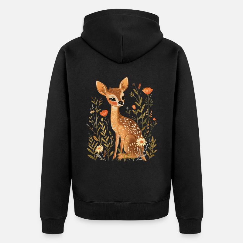 Fleurs Cerf - Veste à capuche bio Premium Unisexe - noir