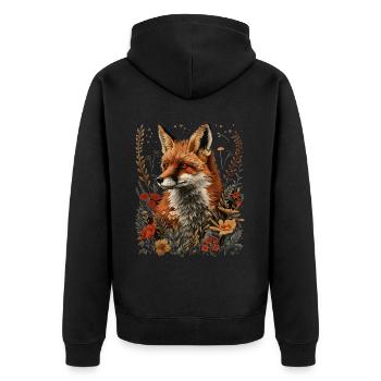 Nature Floral Fox - Unisex Premium Organic Zip Hoodie - black - Back - Nico (187cm)