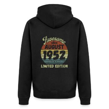 Awesome since August 1952 - Geburtstag - Unisex Premium Bio Zip Hoodie - Schwarz - Hinten - Nico (187cm)
