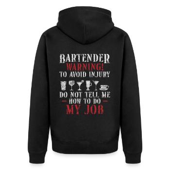 Bartender Mixologist Bartender - Unisex Premium Bio Zip Hoodie - Schwarz - Hinten - Nico (187cm)