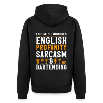 Barman Mixologue I Speak 4 - Veste à capuche bio Premium Unisexe - noir - Dos - Nico (187cm)