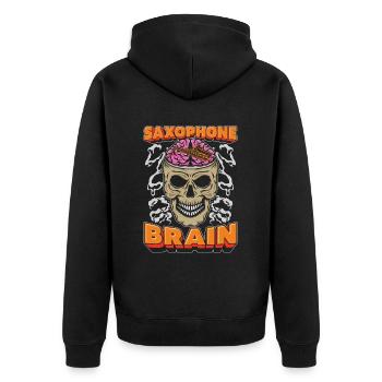 Saxophone Saxophone Crâne Saxophone Cerveau - Veste à capuche bio Premium Unisexe - noir - Dos - Nico (187cm)