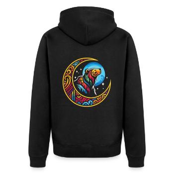 Bear Brown Bear Tribal Moon - Unisex Premium Organic Zip Hoodie - black - Back - Nico (187cm)